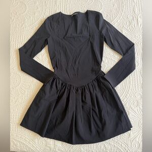 Zara Black Long Sleeve Fit-and-Flare Dress